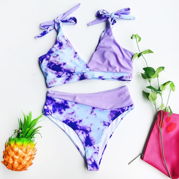 Tie Dye Print Bikini Set Bathing Suit - Picture 4 of 4
